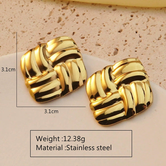 Wholesale Fashion Retro Geometric Stainless Steel Earrings With Stamping Treatment
