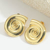 Wholesale Fashion Retro Glossy Copper Plated Spiral Conch Shape Animal Zodiac Design Earrings Unisex
