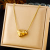 Wholesale Fashion Retro Gold Plated Stainless Steel Geometric Heart Shape Pendant Snake Bone Chain Necklace For Women