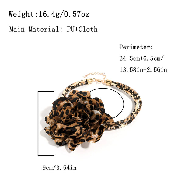 Wholesale Fashion Retro Leopard Pucloth Flower Electroplated Neck Chain For Women