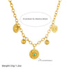Wholesale Fashion Retro Love Eyes Mang Star Round Geometric Pattern Stainless Steel Gold Plated Pendant Necklace For Women