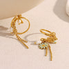 Wholesale Fashion Retro Medieval Jewelry Stainless Steel 18K Gold Plated Tassel Open Ring With Flower Pattern And Electroplating