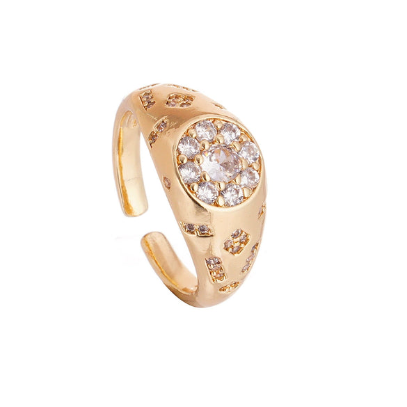 Wholesale Fashion Retro Simple Love Copper Ring Inlaid Zircon With Geometric Pattern And Electroplating For Women