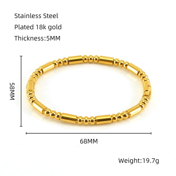 Wholesale Fashion Retro Style Stainless Steel Geometric Bracelet With Electroplating