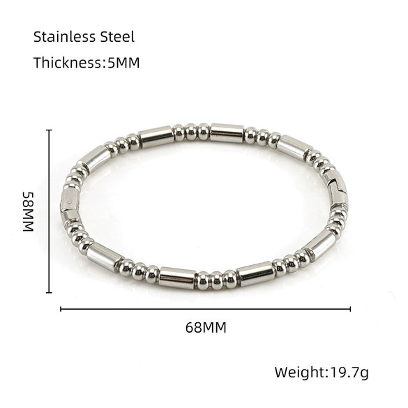 Wholesale Fashion Retro Style Stainless Steel Geometric Bracelet With Electroplating