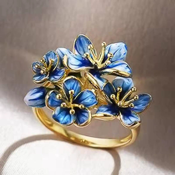 Wholesale Fashion Rings Metal Blooming Flowers Minimalist Style Electroplating Unisex Jewelry