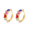 Wholesale Fashion Round Color Diamond Earrings For Women Copper Simple Style Set With Diamonds