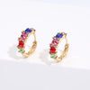 Wholesale Fashion Round Color Diamond Earrings For Women Copper Simple Style Set With Diamonds