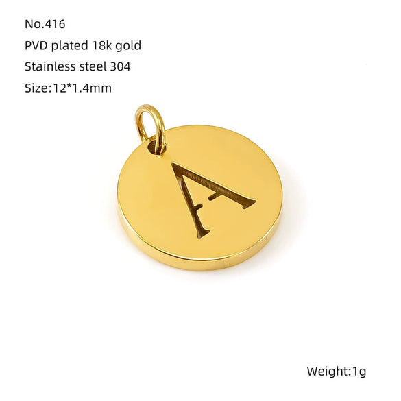 Wholesale Fashion Round Hollow English Letter Pendant In Titanium Steel With Cutting Process