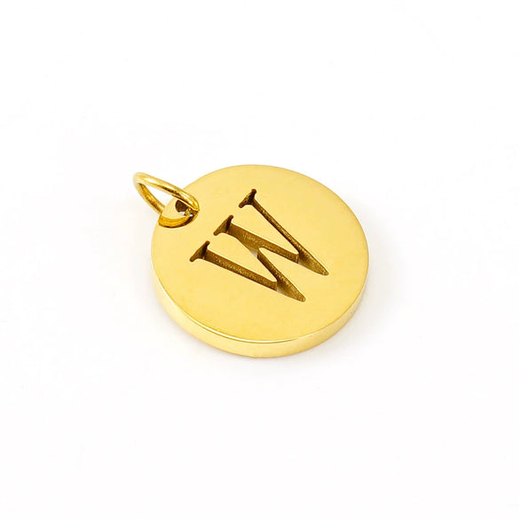Wholesale Fashion Round Hollow English Letter Pendant In Titanium Steel With Cutting Process