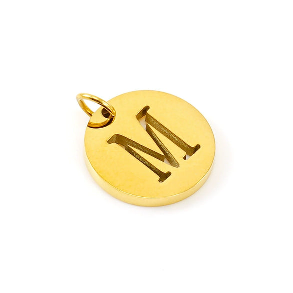 Wholesale Fashion Round Hollow English Letter Pendant In Titanium Steel With Cutting Process