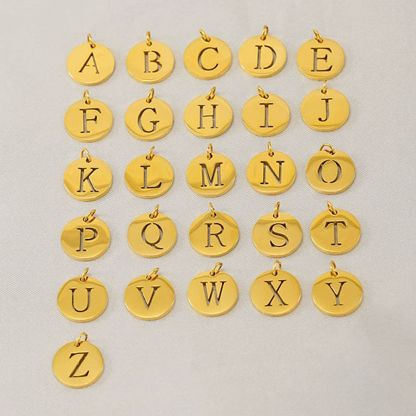 Wholesale Fashion Round Hollow English Letter Pendant In Titanium Steel With Cutting Process