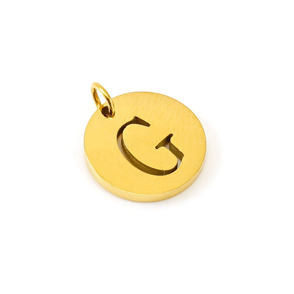 Wholesale Fashion Round Hollow English Letter Pendant In Titanium Steel With Cutting Process