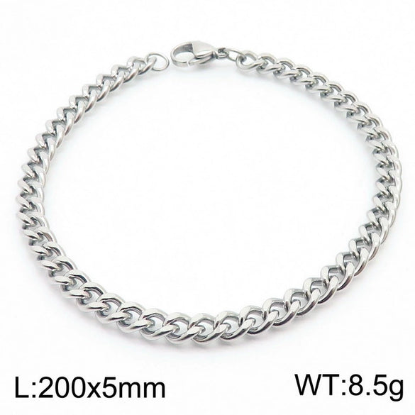 Wholesale Fashion Simple Hip Hop Unisex Titanium Steel Electroplating Treatment Side Flat Chain Geometry Pattern Jewelry Bracelet