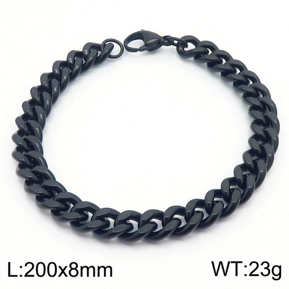 Wholesale Fashion Simple Hip Hop Unisex Titanium Steel Electroplating Treatment Side Flat Chain Geometry Pattern Jewelry Bracelet