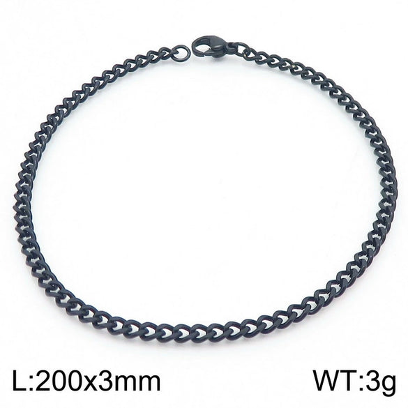 Wholesale Fashion Simple Hip Hop Unisex Titanium Steel Electroplating Treatment Side Flat Chain Geometry Pattern Jewelry Bracelet