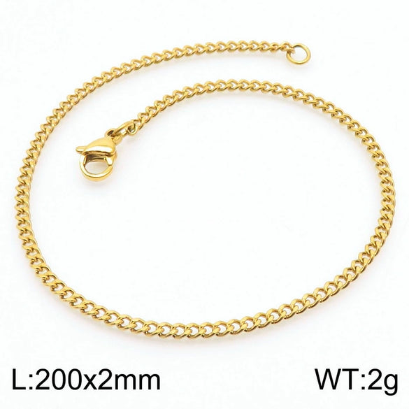 Wholesale Fashion Simple Hip Hop Unisex Titanium Steel Electroplating Treatment Side Flat Chain Geometry Pattern Jewelry Bracelet