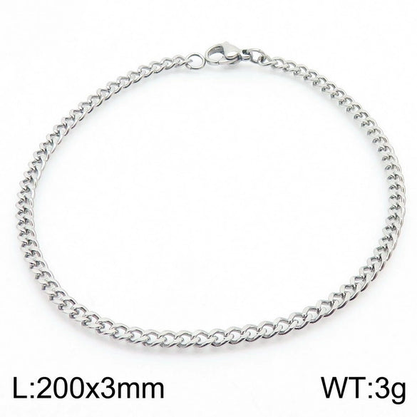 Wholesale Fashion Simple Hip Hop Unisex Titanium Steel Electroplating Treatment Side Flat Chain Geometry Pattern Jewelry Bracelet