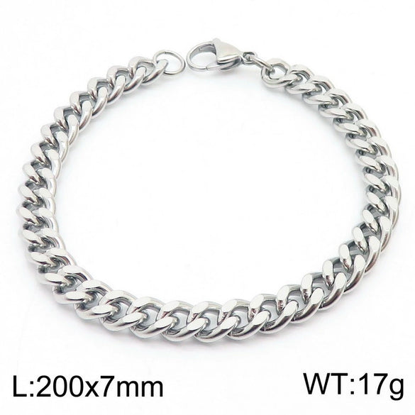 Wholesale Fashion Simple Hip Hop Unisex Titanium Steel Electroplating Treatment Side Flat Chain Geometry Pattern Jewelry Bracelet