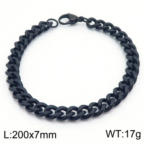Wholesale Fashion Simple Hip Hop Unisex Titanium Steel Electroplating Treatment Side Flat Chain Geometry Pattern Jewelry Bracelet