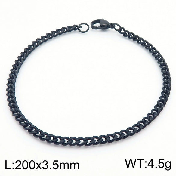 Wholesale Fashion Simple Hip Hop Unisex Titanium Steel Electroplating Treatment Side Flat Chain Geometry Pattern Jewelry Bracelet