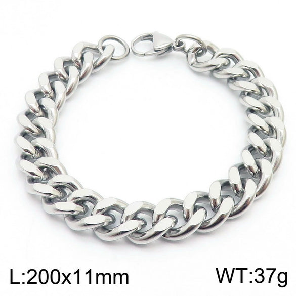 Wholesale Fashion Simple Hip Hop Unisex Titanium Steel Electroplating Treatment Side Flat Chain Geometry Pattern Jewelry Bracelet