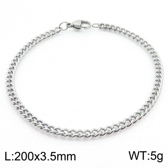 Wholesale Fashion Simple Hip Hop Unisex Titanium Steel Electroplating Treatment Side Flat Chain Geometry Pattern Jewelry Bracelet