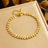 Wholesale Fashion Simple Allmatch Goldplated Stainless Steel Leafpatterned Chain Bracelet