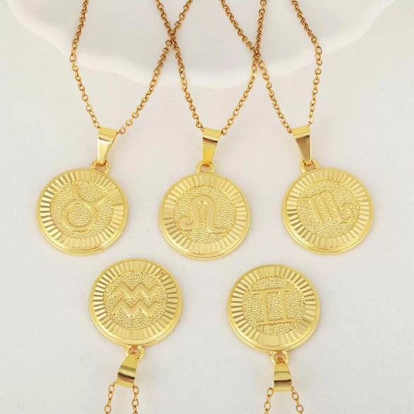 Wholesale Fashion Simple Constellation Necklace Pendant Copper Electroplated For Men And Women