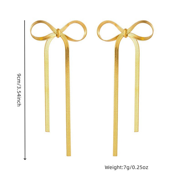 Wholesale Fashion Simple Cute Bow Goldplated Stainless Steel Earrings