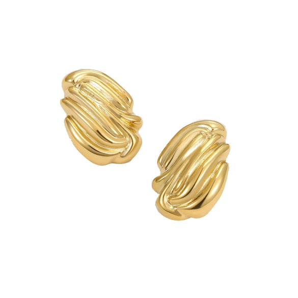Wholesale Fashion Simple Design Vertical Stripe Geometric Stainless Steel Gold Plated Women's Earrings