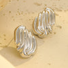 Wholesale Fashion Simple Design Vertical Stripe Geometric Stainless Steel Gold Plated Women's Earrings