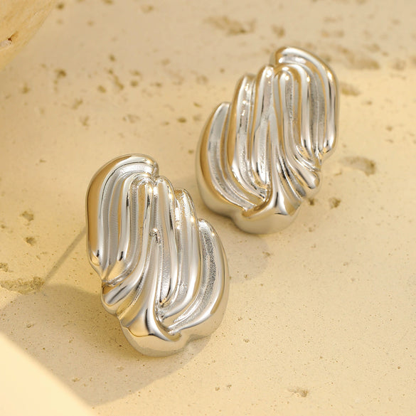 Wholesale Fashion Simple Design Vertical Stripe Geometric Stainless Steel Gold Plated Women's Earrings