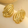 Wholesale Fashion Simple Design Vertical Stripe Geometric Stainless Steel Gold Plated Women's Earrings