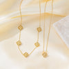 Wholesale Fashion Simple Flower And Fourleaf Clover 18K Gold Electroplated Titanium Steel Necklace For Women
