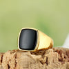 Wholesale Fashion Simple Geometric Black Stone Titanium Steel Ring For Men And Women With Polishing Treatment