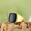 Wholesale Fashion Simple Geometric Black Stone Titanium Steel Ring For Men And Women With Polishing Treatment