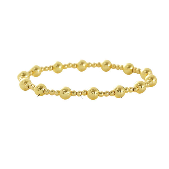 Wholesale Fashion Simple Geometric Copper Bead Stackable Elastic Bracelets Electroplated With 18K Gold For Unisex And Women