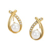 Wholesale Fashion Simple Geometric Stainless Steel 18K Electroplated Diamond Pearl Women's Earrings
