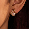 Wholesale Fashion Simple Geometric Stainless Steel 18K Electroplated Diamond Pearl Women's Earrings