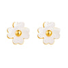 Wholesale Fashion Simple Gold Flower Pendant Earrings And Necklace Suit In Stainless Steel With Electroplating