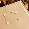 Wholesale Fashion Simple Gold Flower Pendant Earrings And Necklace Suit In Stainless Steel With Electroplating
