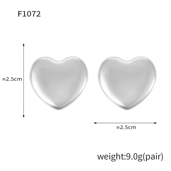 Wholesale Fashion Simple Heart Shape Geometric Stainless Steel Electroplated 18K Gold Women's Earrings