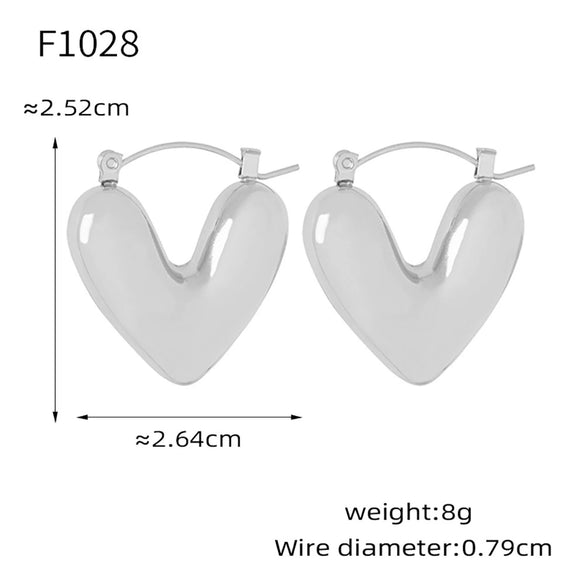 Wholesale Fashion Simple Heart Shape Geometric Stainless Steel Electroplated 18K Gold Women's Earrings