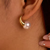 Wholesale Fashion Simple Imitation Pearl Earrings Stainless Steel Electroplated For Women
