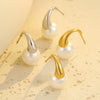 Wholesale Fashion Simple Imitation Pearl Earrings Stainless Steel Electroplated For Women