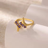 Wholesale Fashion Simple Irregular Star And Rose Copper Ring Set With Diamonds