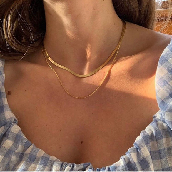 Wholesale Fashion Simple Multilayer Stacked Alloy Necklace With Electroplating For Women