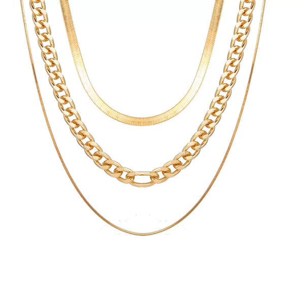 Wholesale Fashion Simple Multilayer Stacked Alloy Necklace With Electroplating For Women