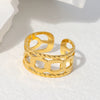 Wholesale Fashion Simple Nonfading Stainless Steel Geometric Adjustable Female Couple Ring With Electroplating Treatment